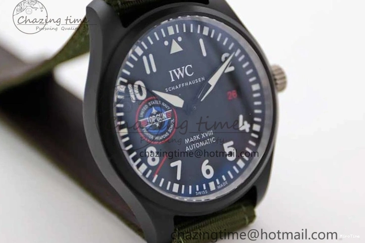 MIROTIME 0219 Packable Mark XVIII ‘TOPGUN SFTI’ Ceramic M+F Best Edition Black Dial on Green Nylon Strap 7048